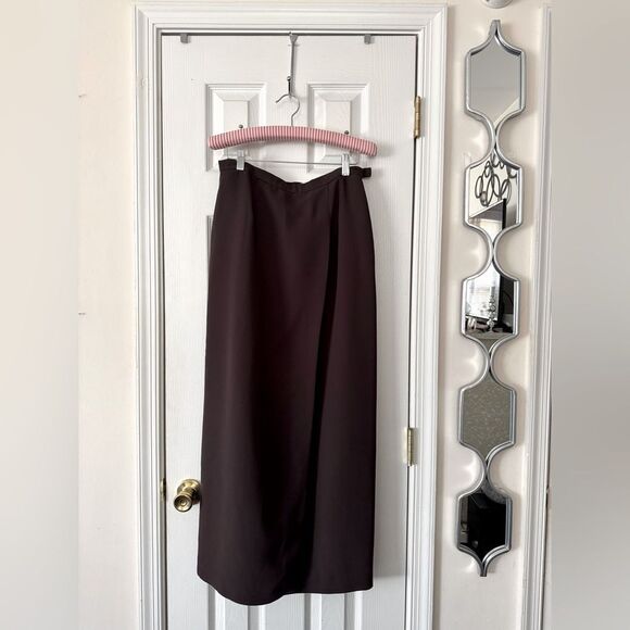 Worthington Brown Faux Wrap Maxi Skirt Size 10T - Picture 4 of 10